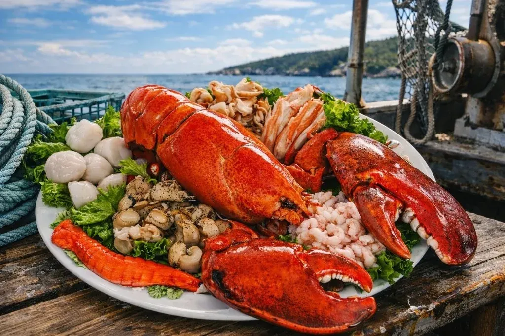 Côte-Nord seafood platter: lobster, scallops, northern shrimp and crab, Les Escoumins